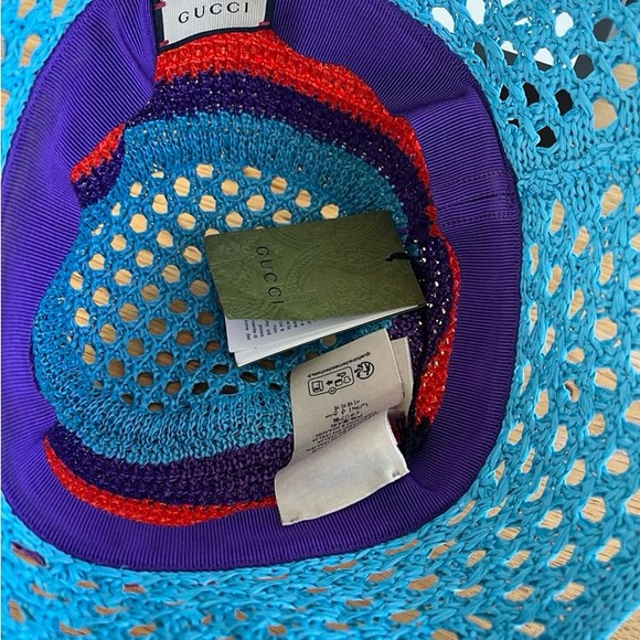 Gucci GG Appliqué Crochet Straw Bucket Hat - Picture 3 of 7